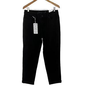 SEVEN7 Womens Marilyn Boyfriend Roll Cuff Hem Jeans Black 4